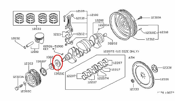 Nissan CA18 vevaxeldrevsbricka bakre